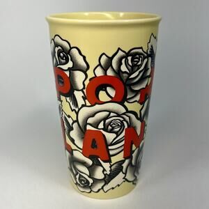 Starbucks 2017 Portland Rose Ceramic Double Wall Mug Tumbler 12oz Tattoo NEW